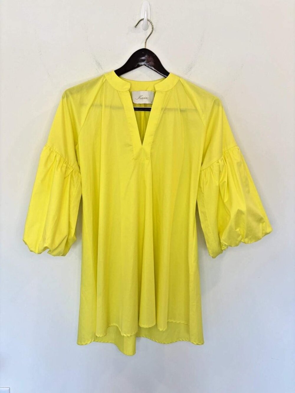 Tuckernuck Kasia Santorini Mini Dress S Bright Yellow 100% Cotton Resort Greece